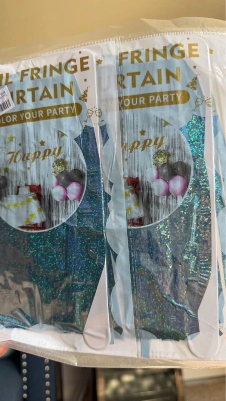 Holographic Blue Fringe Curtain Set of 2 | Birthday Quinceañera Party Backdrop
